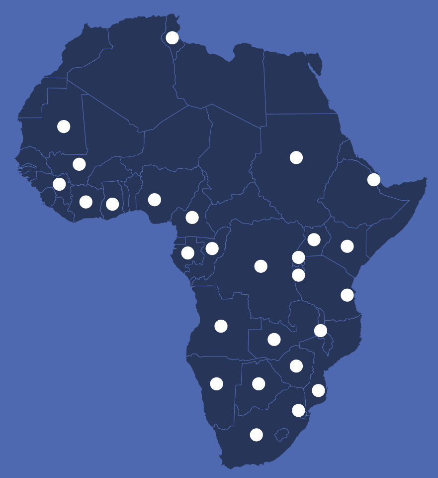 Map of Africa showing Watch Manager presence across the continent